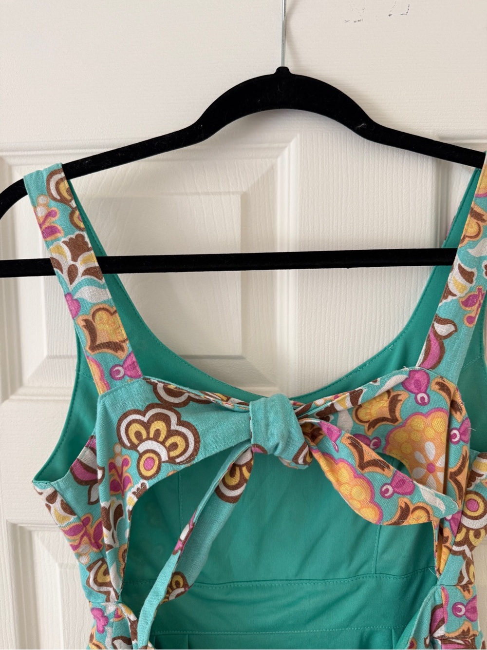 Judith March Kaleidoscope Dress Sz L, Made in USA, Linen-Blend, Turquoise - Picture 2 of 10